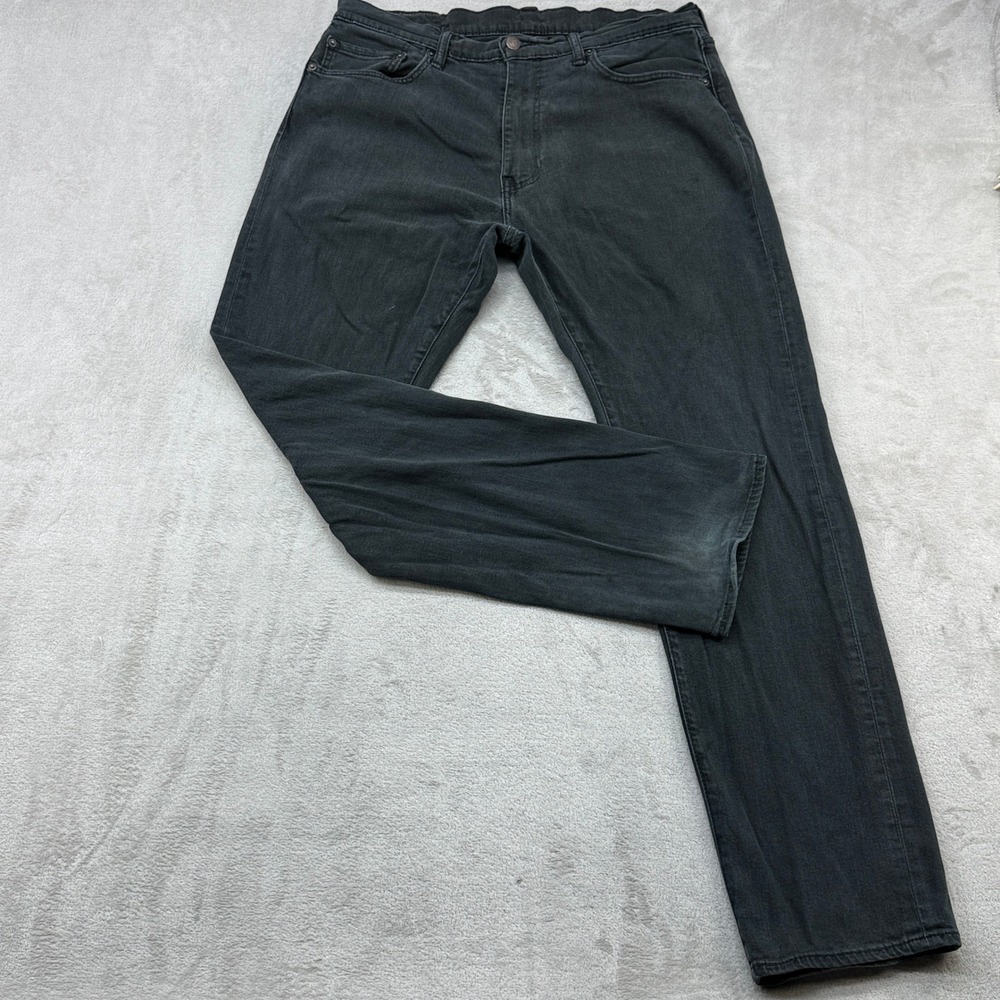 Levi's 505 Regular Fit Jeans Mens 36x34 Faded Black Straight Leg Stretch Denim